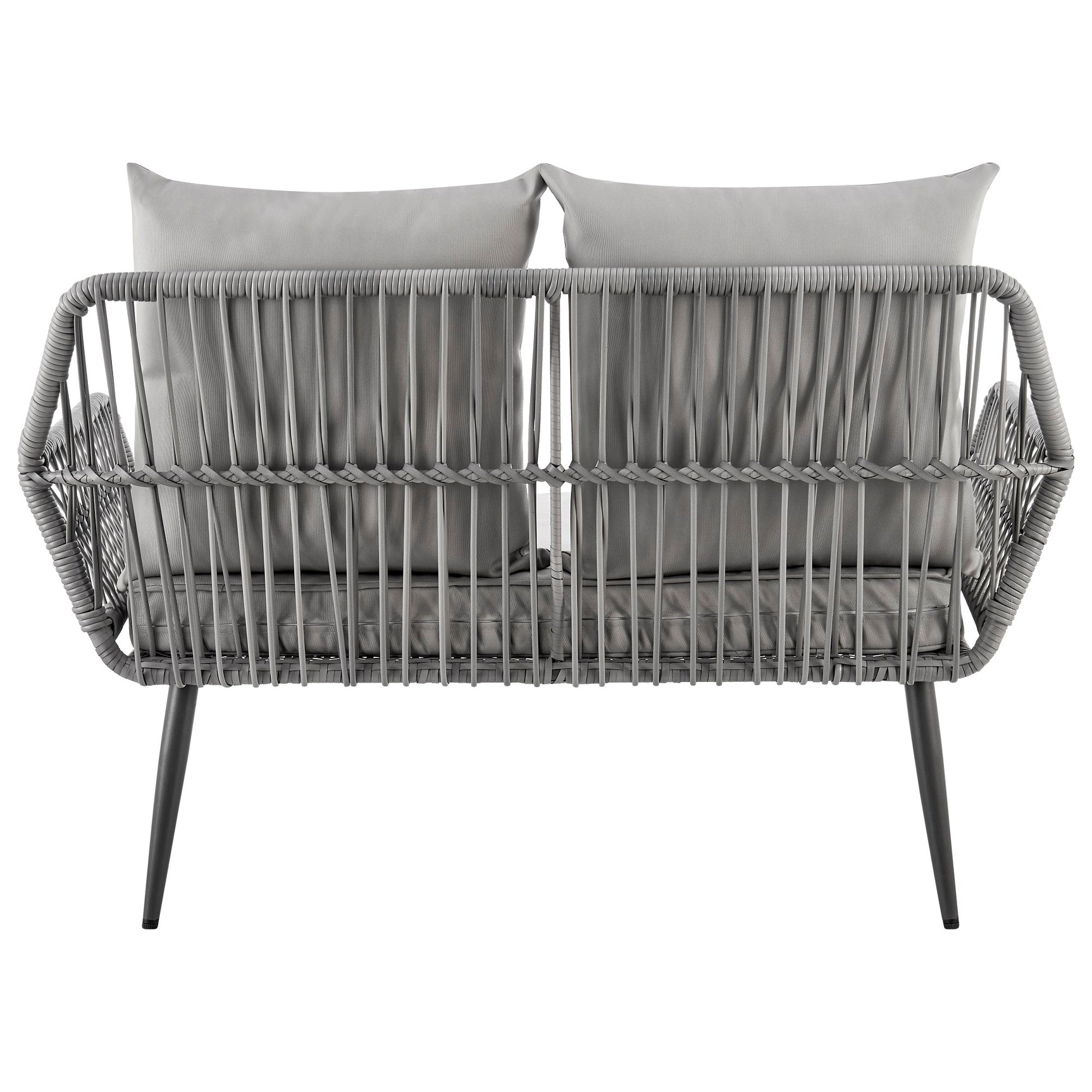Portofino Patio 4-Person Conversation Set with Coffee Table with Grey Cushions - Ornate Home