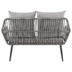 Portofino Patio 4-Person Conversation Set with Coffee Table with Grey Cushions - Ornate Home