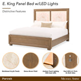 Portrait Sienna Brown Eastern King Panel Bed with LED Lights