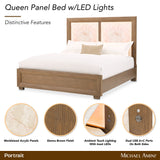 Portrait Sienna Brown Queen Panel Bed with LED Lights