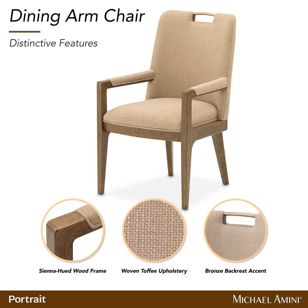 Portrait Sienna Brown/Toffee Dining Arm Chair (Set of 2)