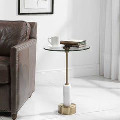 Portsmouth Brass/White Round Accent Table - Ornate Home