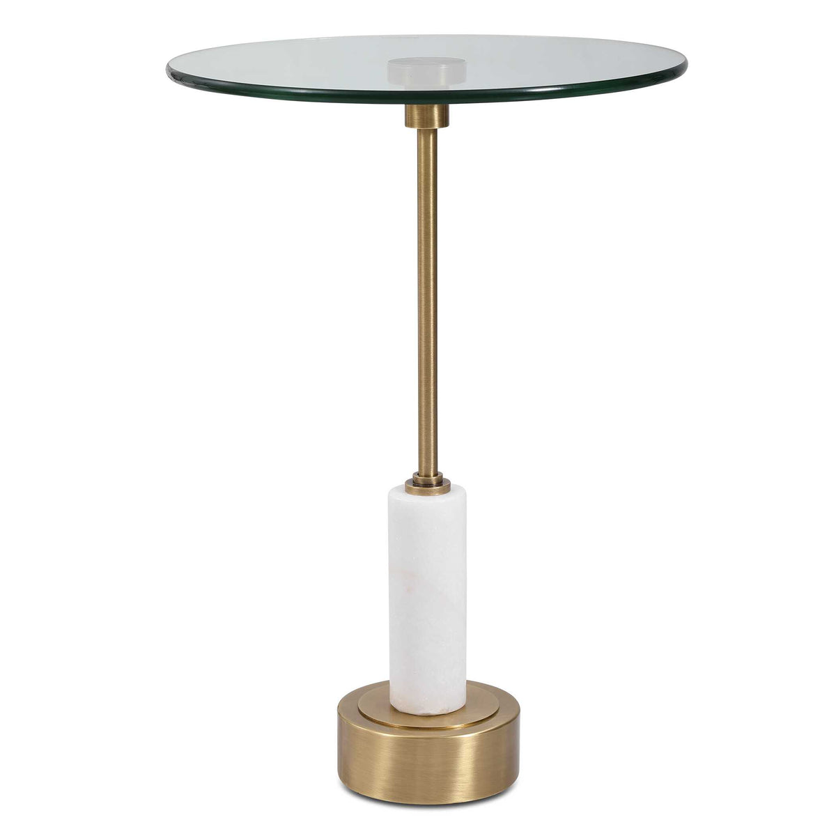 Portsmouth Brass/White Round Accent Table - Ornate Home