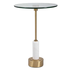 Portsmouth Brass/White Round Accent Table - Ornate Home