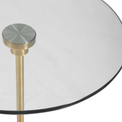 Portsmouth Brass/White Round Accent Table - Ornate Home