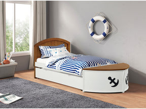 Poseidon White/Oak  Captain Bed w/Trundle - Ornate Home