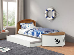 Poseidon White/Oak  Captain Bed w/Trundle - Ornate Home