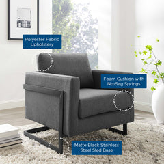 Posse Black/Charcoal Upholstered Fabric Accent Chair - Ornate Home