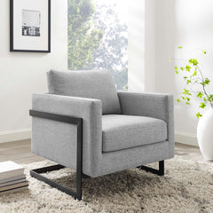 Posse Black/Light Gray Upholstered Fabric Accent Chair - Ornate Home