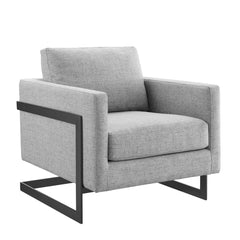Posse Black/Light Gray Upholstered Fabric Accent Chair - Ornate Home
