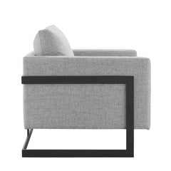 Posse Black/Light Gray Upholstered Fabric Accent Chair - Ornate Home