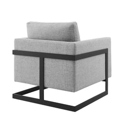 Posse Black/Light Gray Upholstered Fabric Accent Chair - Ornate Home