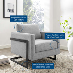 Posse Black/Light Gray Upholstered Fabric Accent Chair - Ornate Home