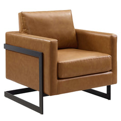 Posse Black/Tan Vegan Leather Accent Chair - Ornate Home