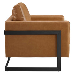 Posse Black/Tan Vegan Leather Accent Chair - Ornate Home