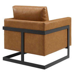 Posse Black/Tan Vegan Leather Accent Chair - Ornate Home