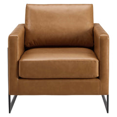 Posse Black/Tan Vegan Leather Accent Chair - Ornate Home