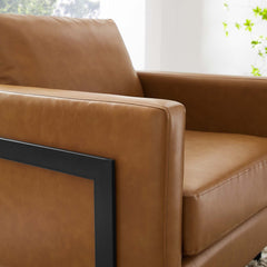 Posse Black/Tan Vegan Leather Accent Chair - Ornate Home