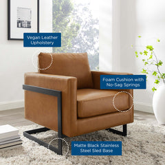 Posse Black/Tan Vegan Leather Accent Chair - Ornate Home
