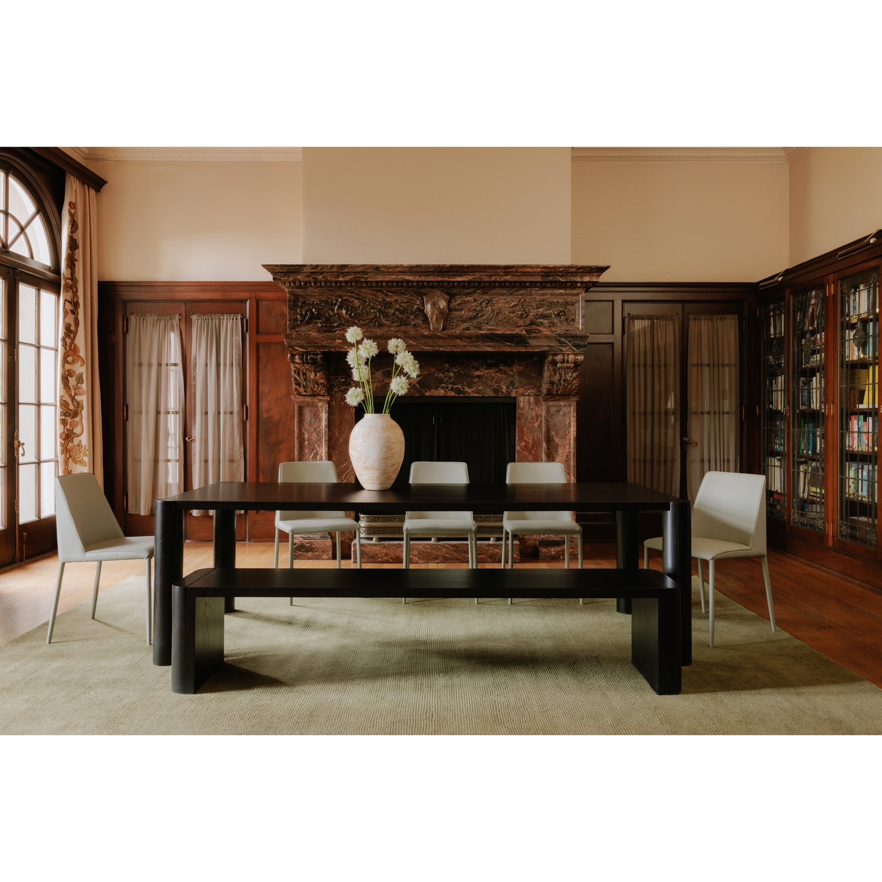 Post Black Large Dining Table - Ornate Home
