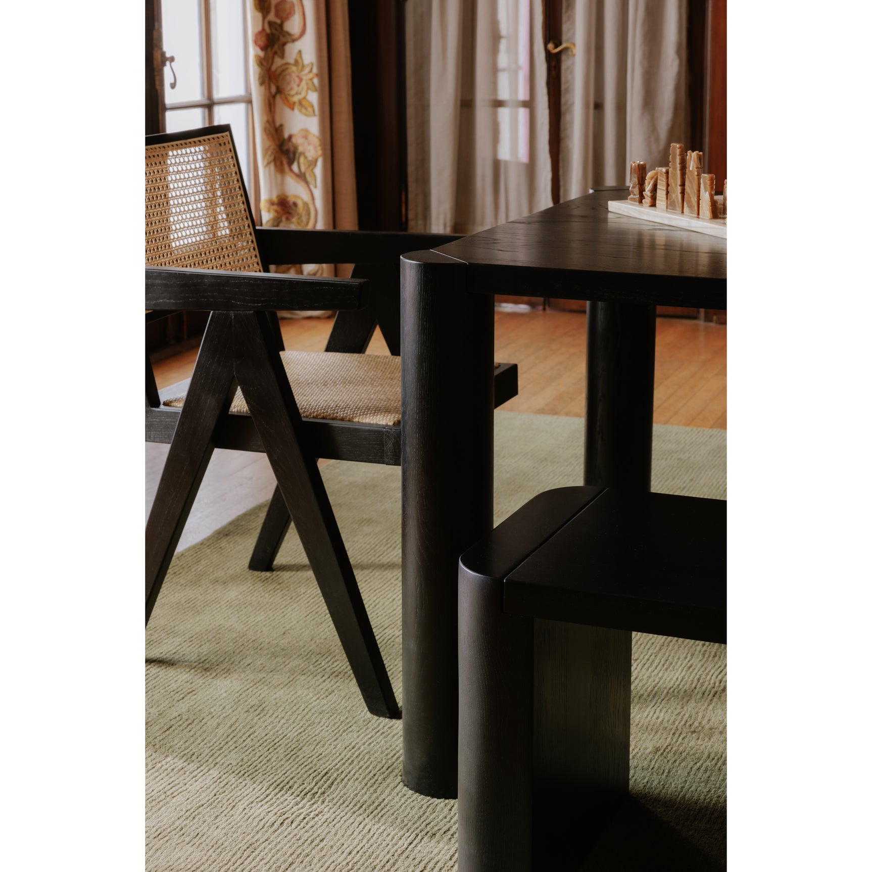 Post Black Small Dining Bench - Ornate Home