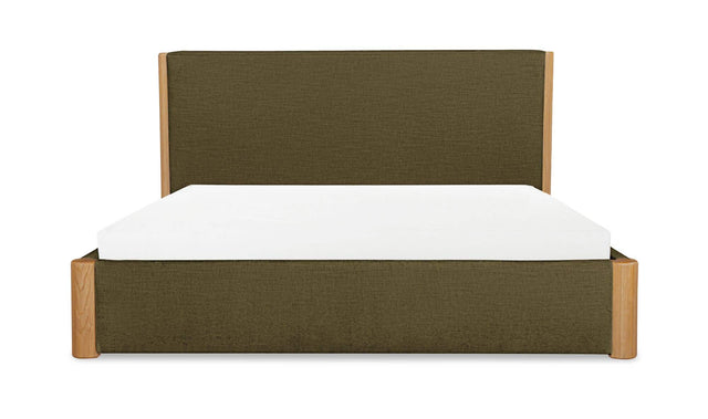 Post Dark Green King Bed Natural Oak - Ornate Home