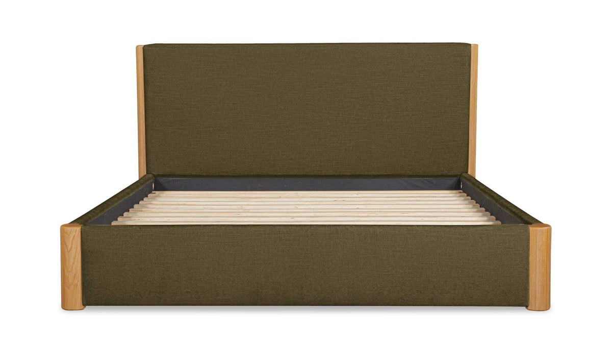 Post Dark Green King Bed Natural Oak - Ornate Home
