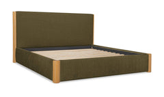Post Dark Green King Bed Natural Oak - Ornate Home