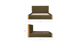 Post Dark Green King Bed Natural Oak - Ornate Home