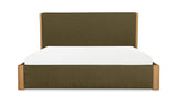 Post Dark Green Queen Bed Natural Oak - Ornate Home