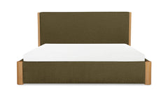 Post Dark Green Queen Bed Natural Oak - Ornate Home