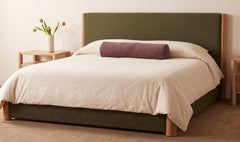 Post Dark Green Queen Bed Natural Oak - Ornate Home