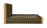 Post Dark Green Queen Bed Natural Oak - Ornate Home