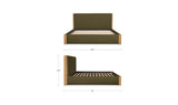 Post Dark Green Queen Bed Natural Oak - Ornate Home