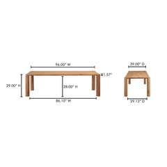 Post Natural Oak Large Table - Ornate Home