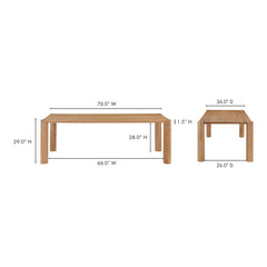 Post Natural Oak Small Dining Table - Ornate Home