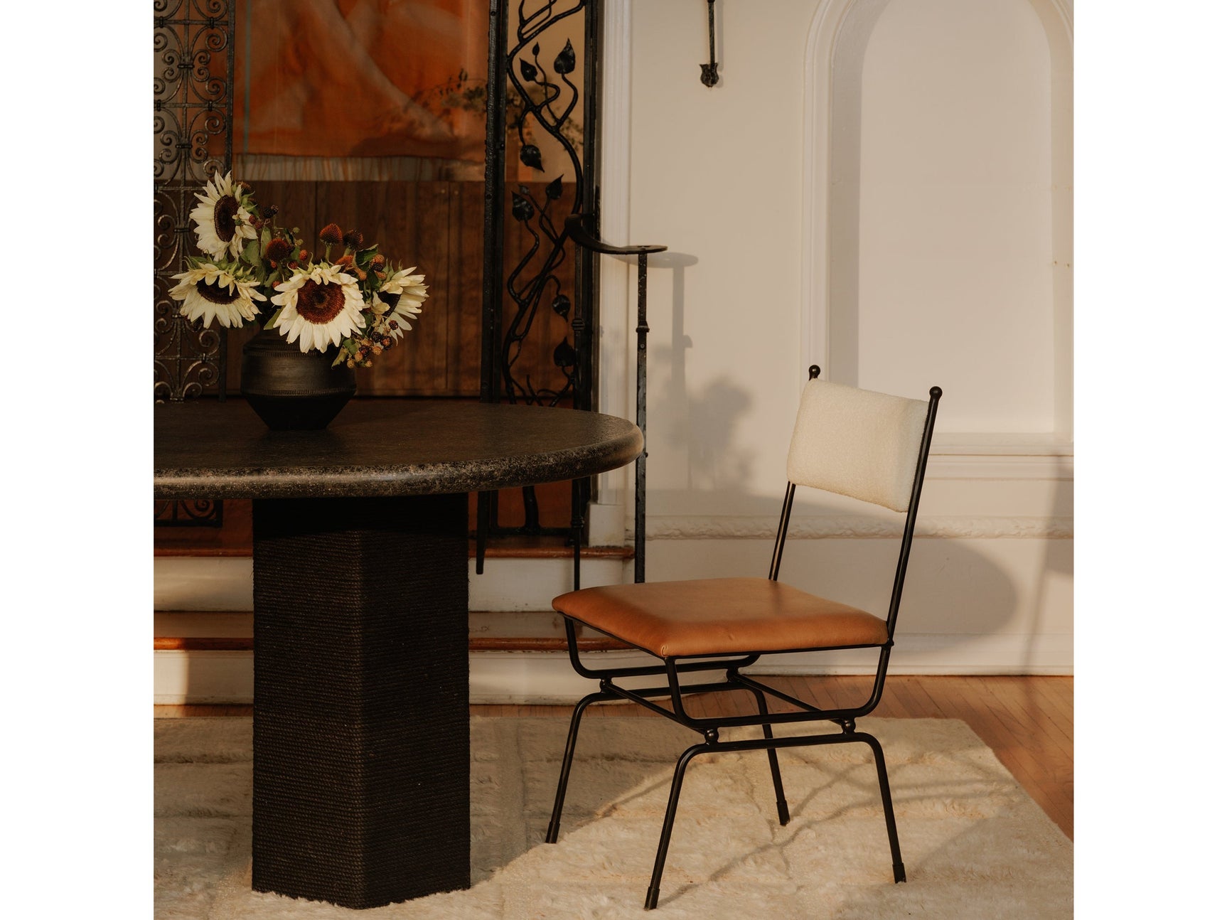 Posta Brown Leather Dining Chair - Ornate Home