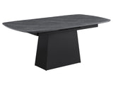 Potero Black 73-inch Faux Marble Extension Leaf Dining Table - Ornate Home