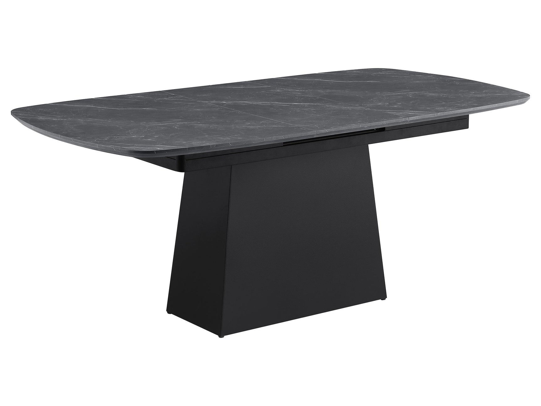 Potero Black 73-inch Faux Marble Extension Leaf Dining Table - Ornate Home