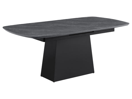 Potero Black 73-inch Faux Marble Extension Leaf Dining Table - Ornate Home