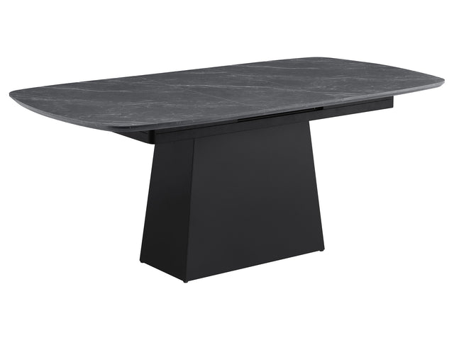 Potero Black 73-inch Faux Marble Extension Leaf Dining Table - Ornate Home