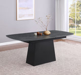 Potero Black 73-inch Faux Marble Extension Leaf Dining Table - Ornate Home
