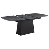 Potero Black 73-inch Faux Marble Extension Leaf Dining Table - Ornate Home