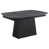 Potero Black 73-inch Faux Marble Extension Leaf Dining Table - Ornate Home