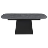 Potero Black 73-inch Faux Marble Extension Leaf Dining Table - Ornate Home