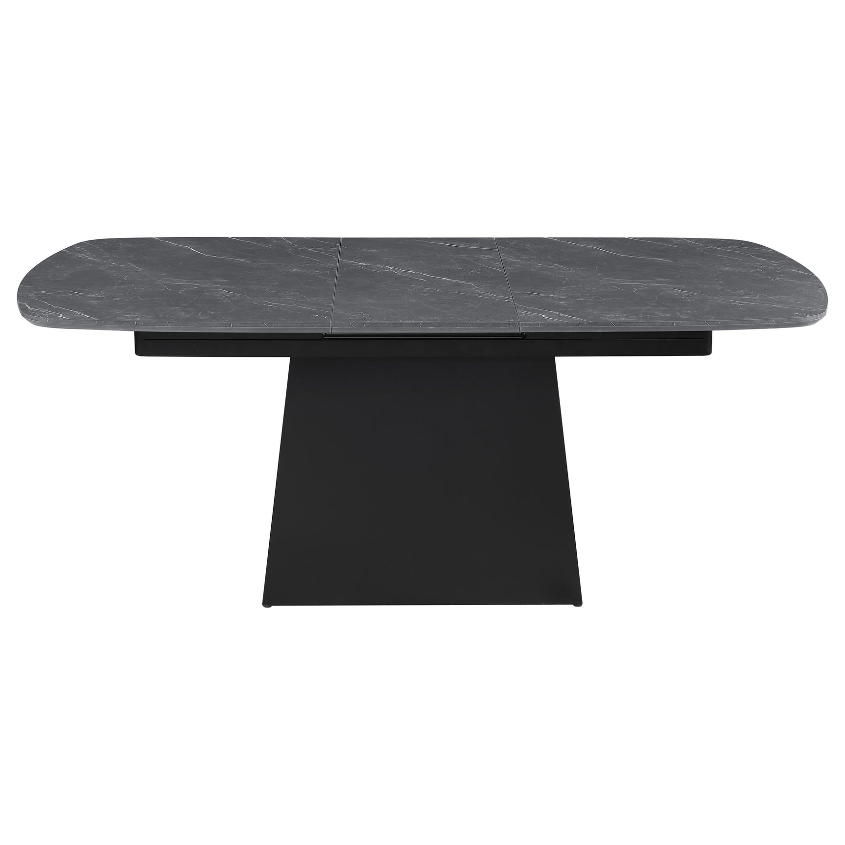 Potero Black 73-inch Faux Marble Extension Leaf Dining Table - Ornate Home