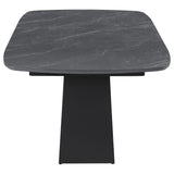 Potero Black 73-inch Faux Marble Extension Leaf Dining Table - Ornate Home