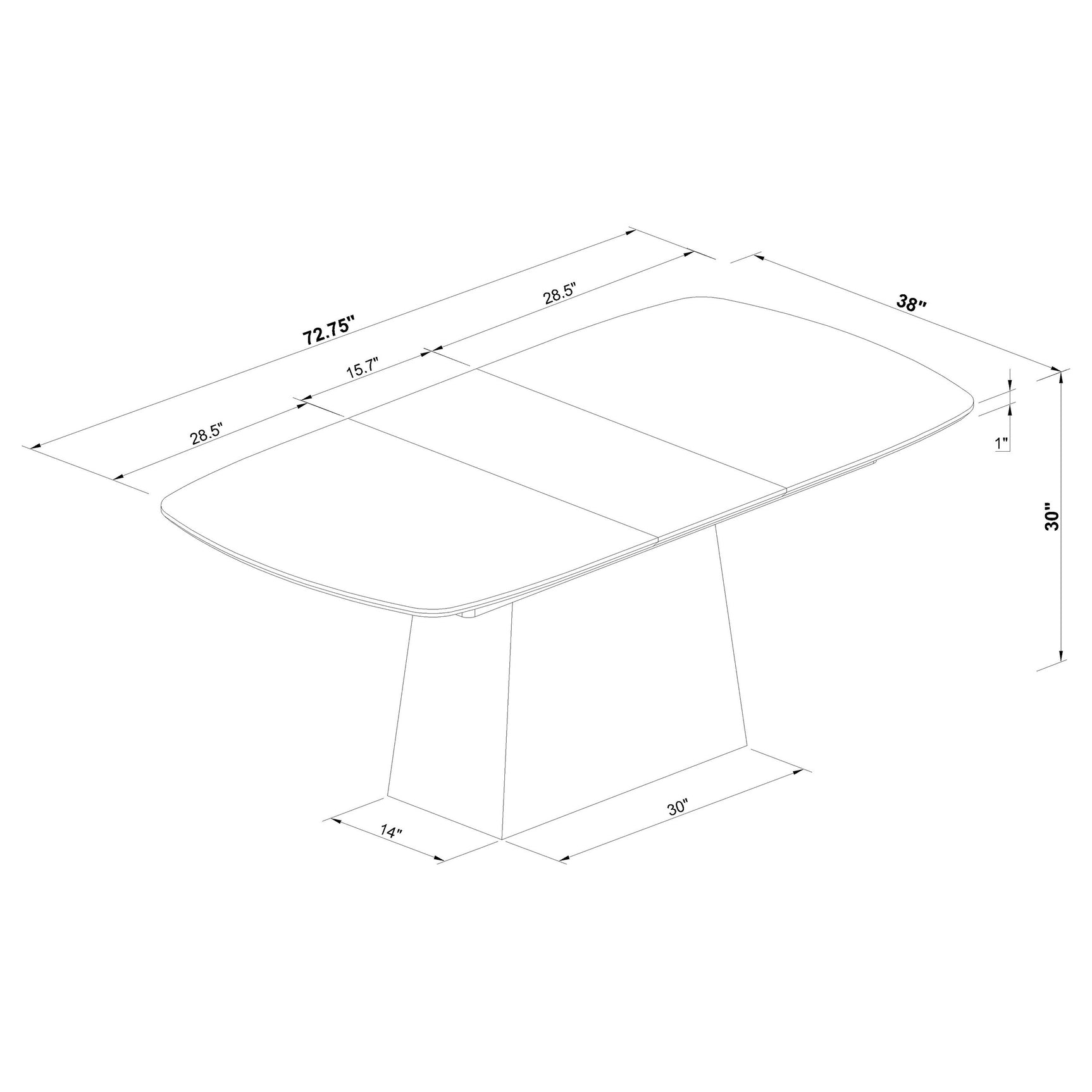 Potero Black 73-inch Faux Marble Extension Leaf Dining Table - Ornate Home