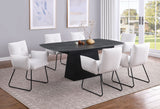 Potero Black 73-inch Faux Marble Extension Leaf Dining Table - Ornate Home