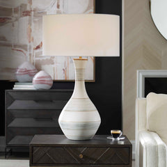 Potter Ivory Blue Striped Table Lamp - Ornate Home
